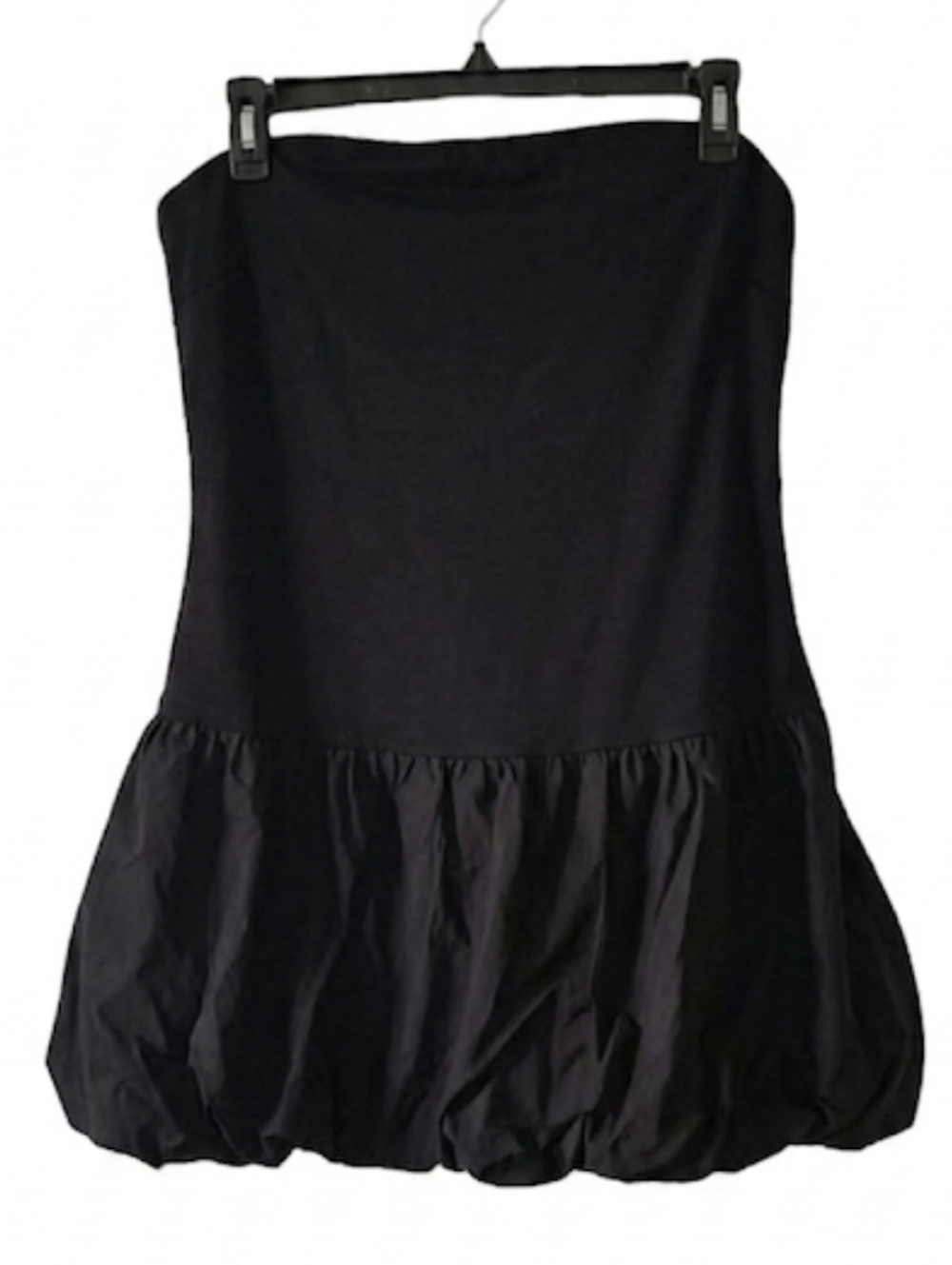 Strapless Black Balloon Hem Mini Dress Women's XL Best Fit Feminine Formal Event
